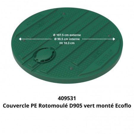 Couvercle vert de diamètre interne 90.5 cm pour filtre Ecoflo Béton 3.0