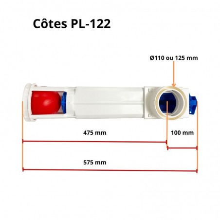 Côtes du préfiltre Polylok PL122 - Longueur total de 575mm - Diamètre adaptable de 110 à 125 mm