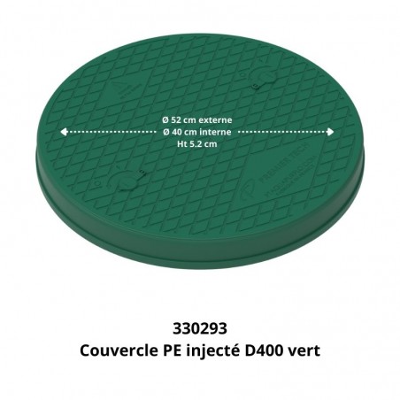 Couvercle vert de diamètre interne 40 cm pour installation KOKOPUR